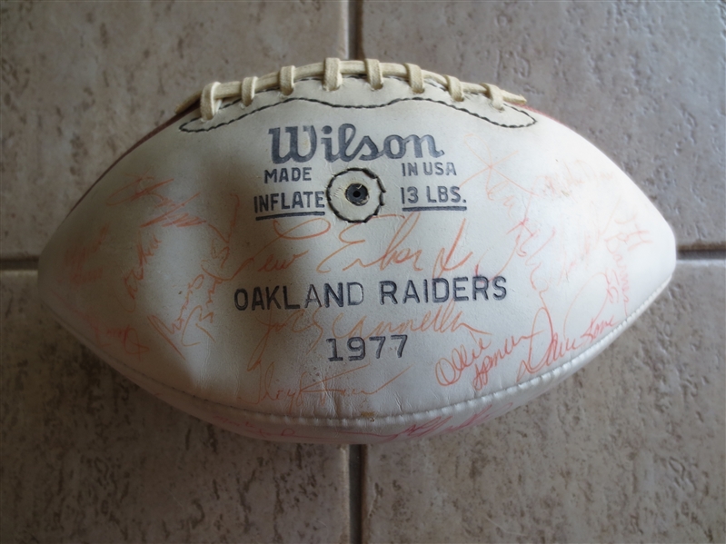 Autographed 1977 Oakland Raiders Team Signed Football with (45) Signatures including Ted Hendricks, Lester Hayes, Willie Brown and Cliff Branch