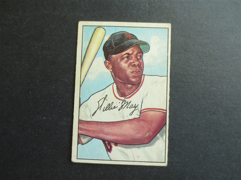 1952 Bowman Willie Mays Baseball Card #218 in affordable condition!