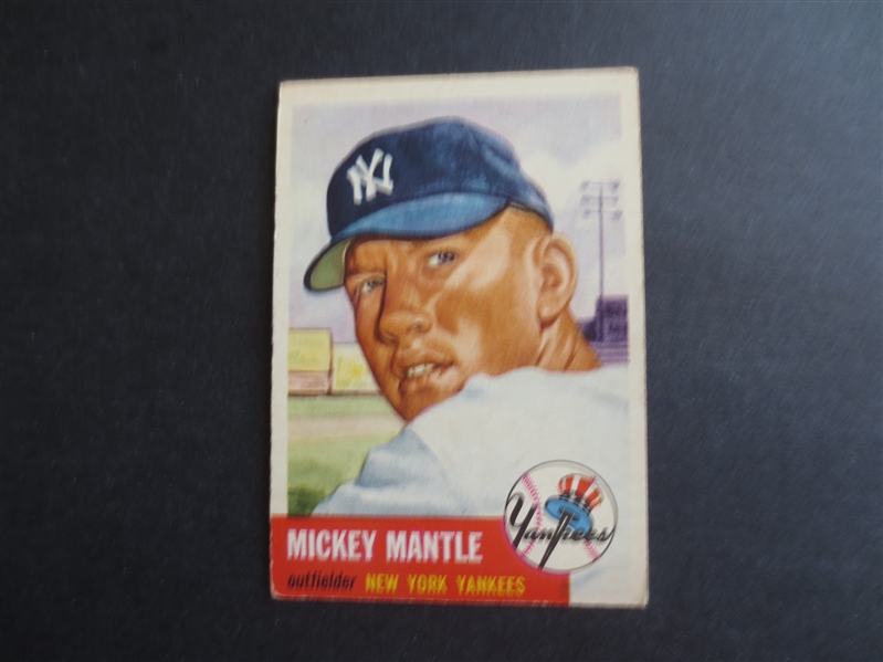 1953 Topps Mickey Mantle Baseball Card #82 in Nice Shape!