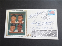 Autographed Mickey Mantle, Ted Williams, Frank Robinson and Carl Yastrzemski 1989 Gateway Stamp Co. FDC Envelope  WOW!