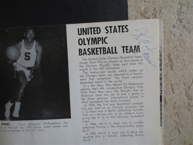 Autographed Bill Russell and K.C. Jones 1956 U.S. Olympic Basketball Team Scored Program  WOW!