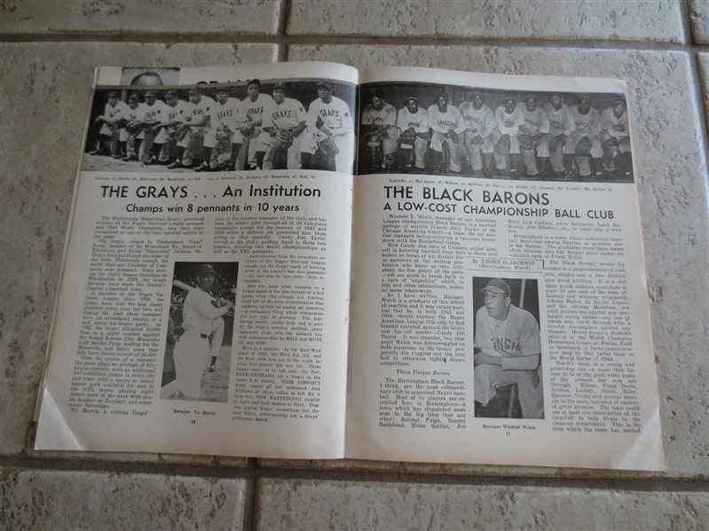 1945 Negro Baseball Pictorial Yearbook  ORIGINAL & VERY RARE