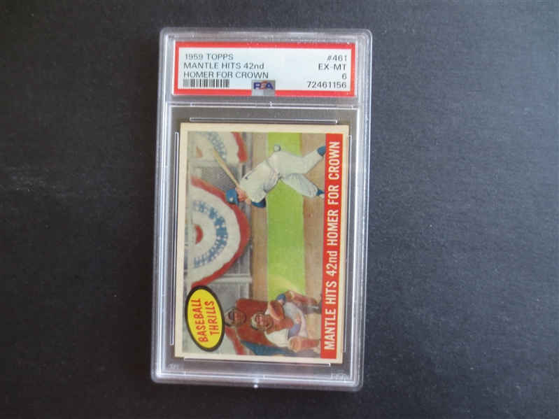 1959 Topps Mantle Hits 42nd Homer For Crown PSA 6 EX-MT Baseball Card #461           2