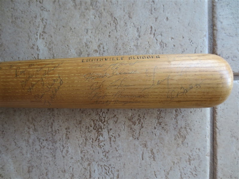 Autographed 1958 Game Used Ed Bailey Team Signed Baseball Bat with 25 Signatures including Frank Robinson and Don Hoak!