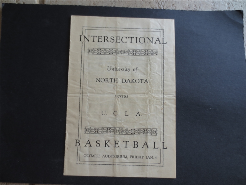 1929 University of North Dakota at UCLA Basketball Program with Sam Balter who played in the 1936 Olympics