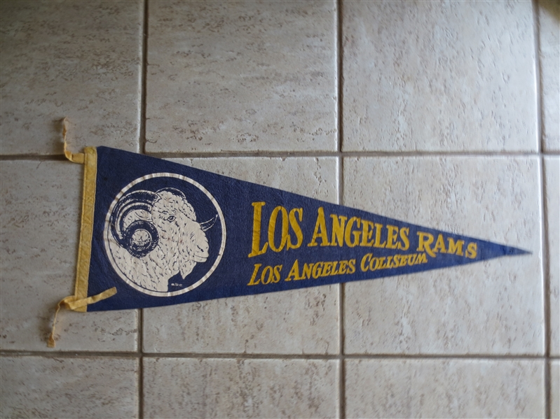 1950's-60's Los Angeles Rams Soft Felt Football Pennant in very nice shape!  34 across