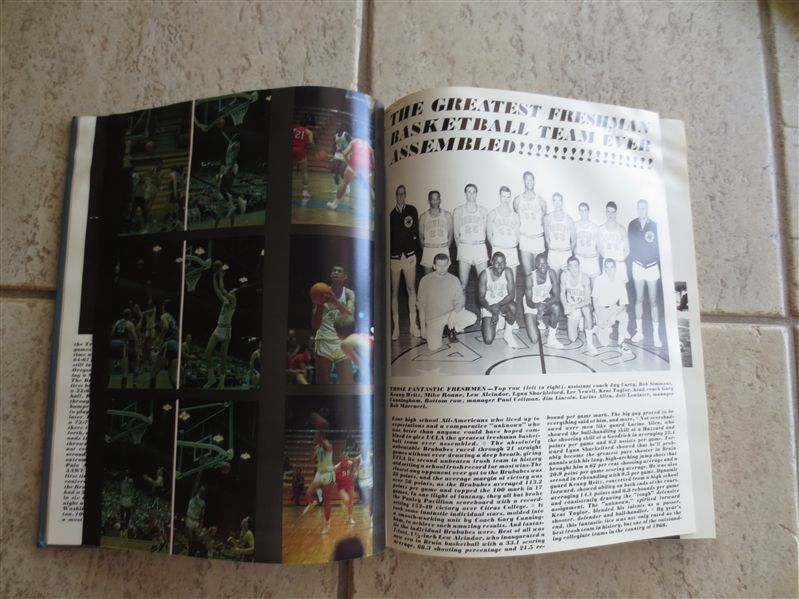 Lew Alcindor Kareem Abdul Jabbar 1966 UCLA School Yearbook with numerous pictures of Kareem and John Wooden