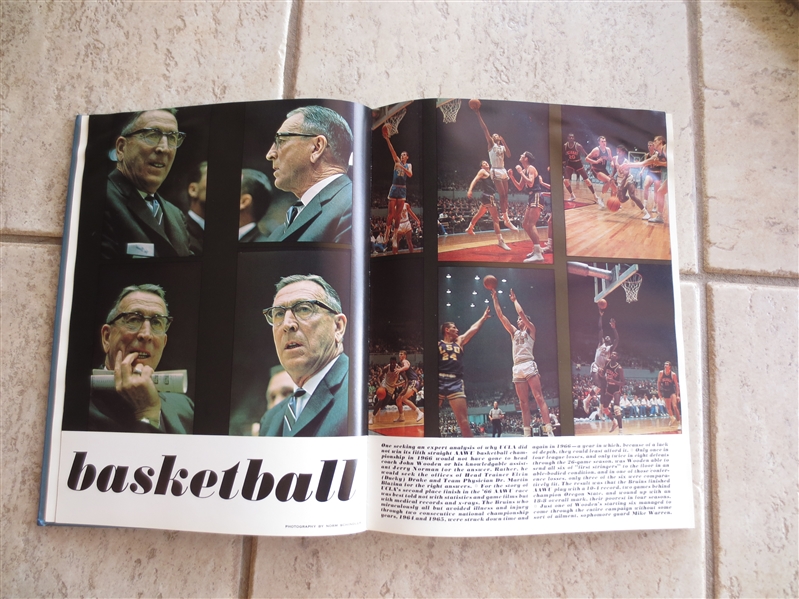 Lew Alcindor Kareem Abdul Jabbar 1966 UCLA School Yearbook with numerous pictures of Kareem and John Wooden