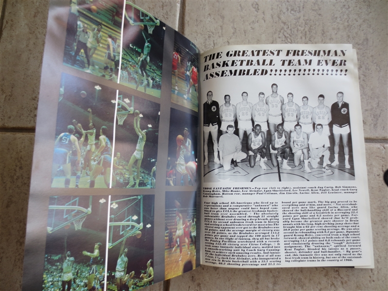 Lew Alcindor Kareem Abdul Jabbar 1966 UCLA School Yearbook with numerous pictures of Kareem and John Wooden