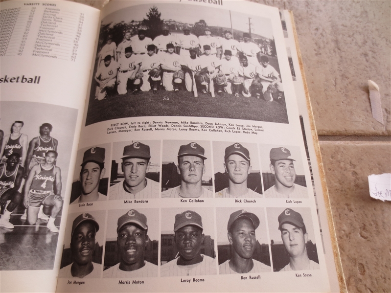 1960 Joe Morgan Baseball Hall of Famer Castlemont High School Yearbook  Cincinnati Reds