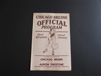 1939 Akron Firestone at Chicago Bruins Pro NBL Basketball Program Scorecard   RARE!