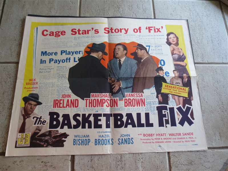 1951 The Basketball Fix Movie Poster  22 x 28  WOW!