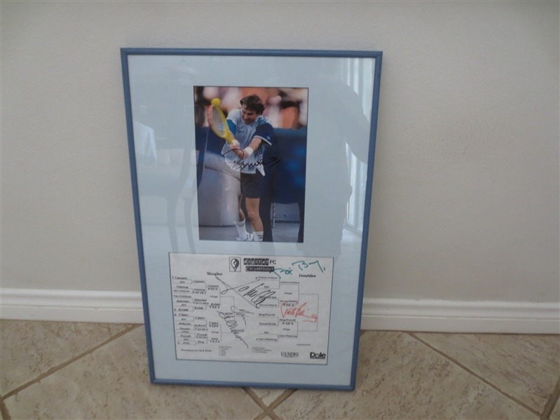 Autographed Jimmy Connors, Bjorn Borg, Tom Gullickson, Peter Fleming and Jose-Luis Clerc Photo and Scorecard  WOW!