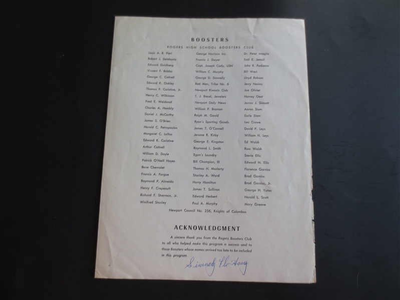 Autographed Flo Harvey Early Pro Basketball Superstar 1965 World Champion Boston Celtics Program  Very Rare!