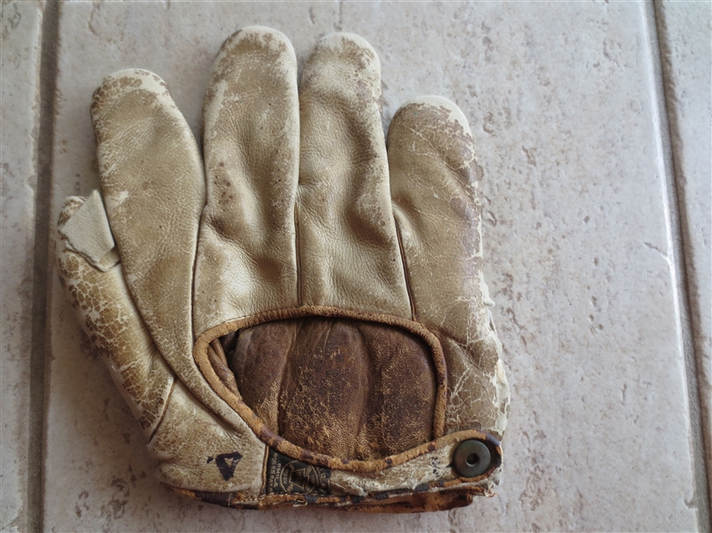 1910 Reach Left Handed Baseball Glove with Cloth Manufacturers Patch  TORN Condition.