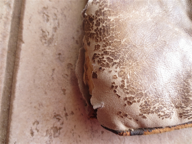 1910 Reach Left Handed Baseball Glove with Cloth Manufacturers Patch  TORN Condition.