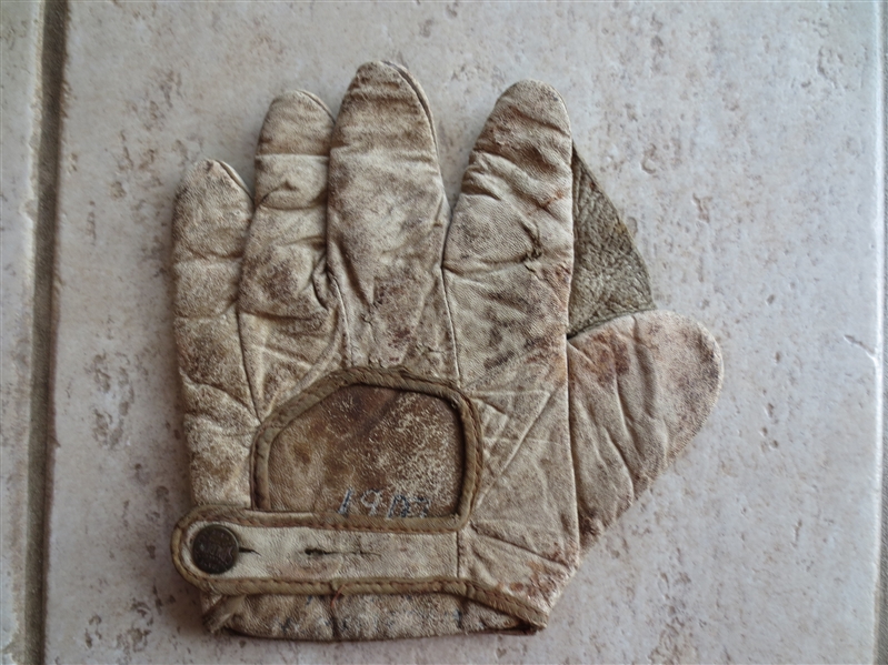 Circa 1900 Full Web Pancake Baseball Glove with Spalding Button