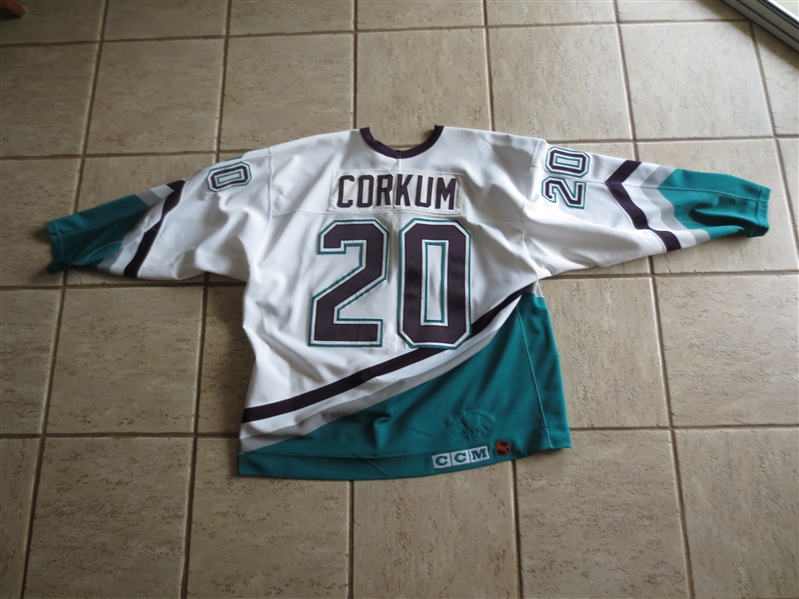 1993-94 1st Year Mighty Ducks Anaheim Game Worn Jersey Bob Corkum #20 CCM Size 52