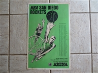 1967-68 1st Year San Diego Rockets NBA Basketball Large Cardboard Schedule Advertising 22" x 13"  WOW!