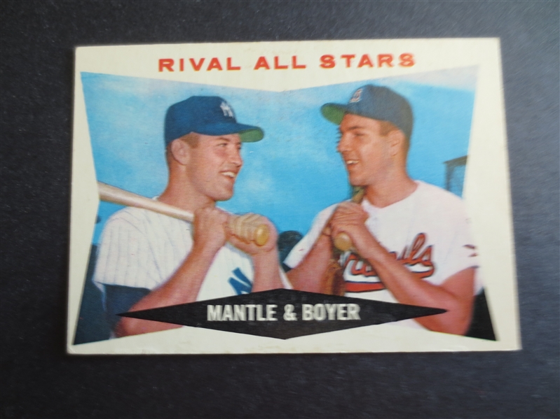 1960 Topps Rival All Stars Mantle and Boyer Baseball Card #160 in Great Shape!