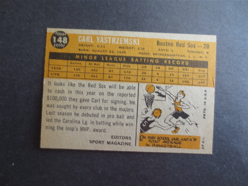 1960 Topps Carl Yastrzemski Rookie Baseball Card #148 in Great Condition!