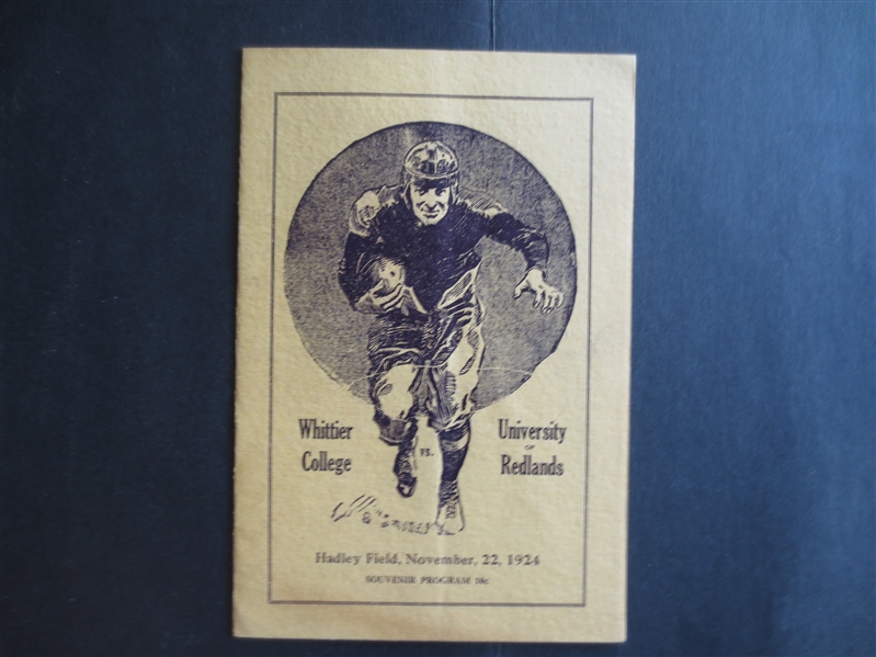 1924 University of Redlands at Whittier College Football Program