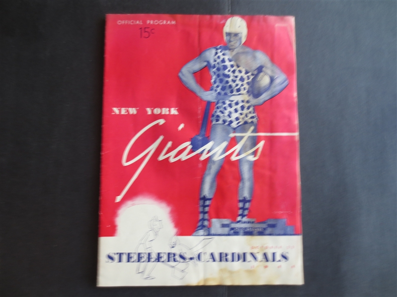 1944 Pittsburgh Steelers AND Chicago Cardinals at New York Giants NFL Football Program  VERY RARE!