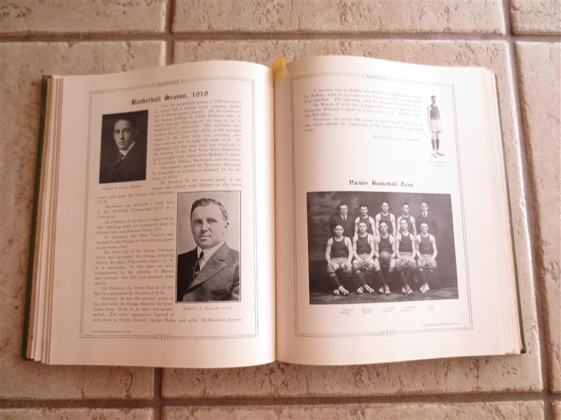 1920 Syracuse University Yearbook with Football and Basketball Superstar John Barsha