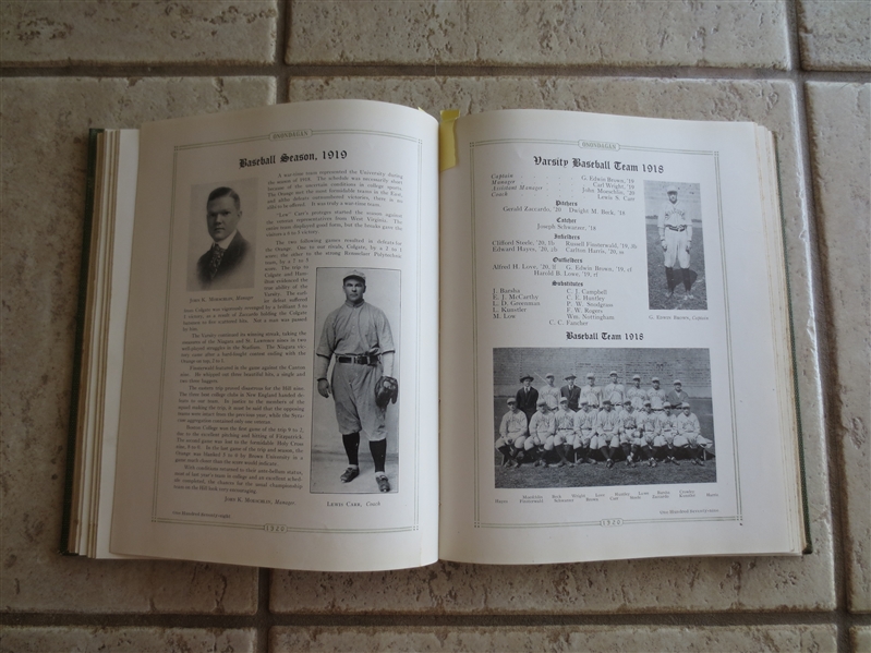 1920 Syracuse University Yearbook with Football and Basketball Superstar John Barsha