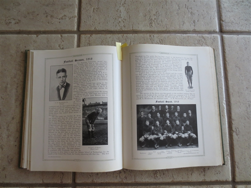 1920 Syracuse University Yearbook with Football and Basketball Superstar John Barsha