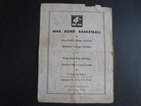 Autographed 1944 War Bond Basketball Program Signed by Joe Lapchick HOFer and others!