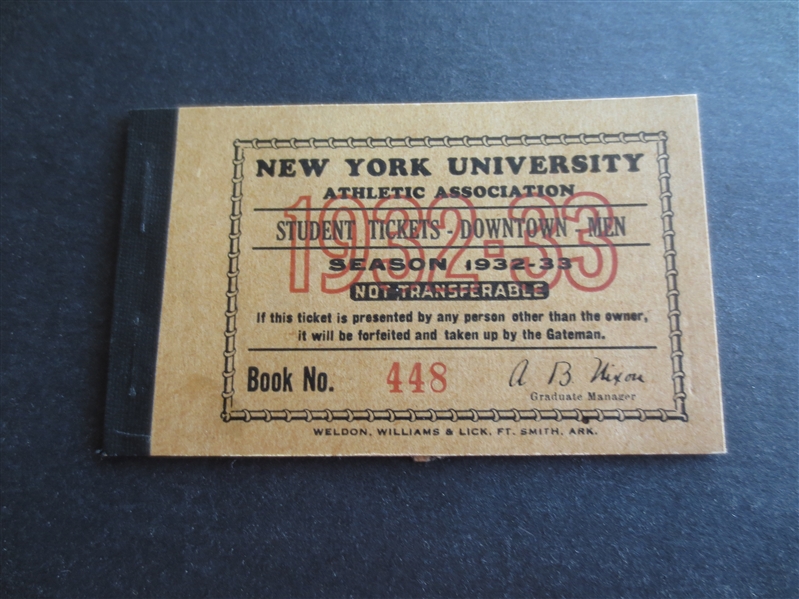 1921-22 Carnegie Tech PLUS 1932-33 NYU Ticket Booklets and Football Schedules