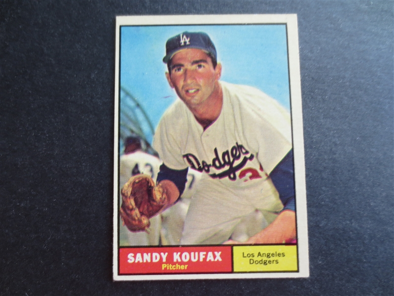 1961 Topps Sandy Koufax Baseball Card #344 in Beautiful Shape but off-center