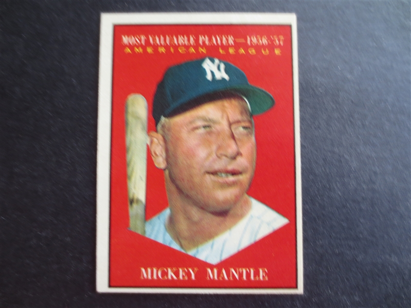 1961 Topps Mickey Mantle MVP Baseball Card #475 in Great Shape!