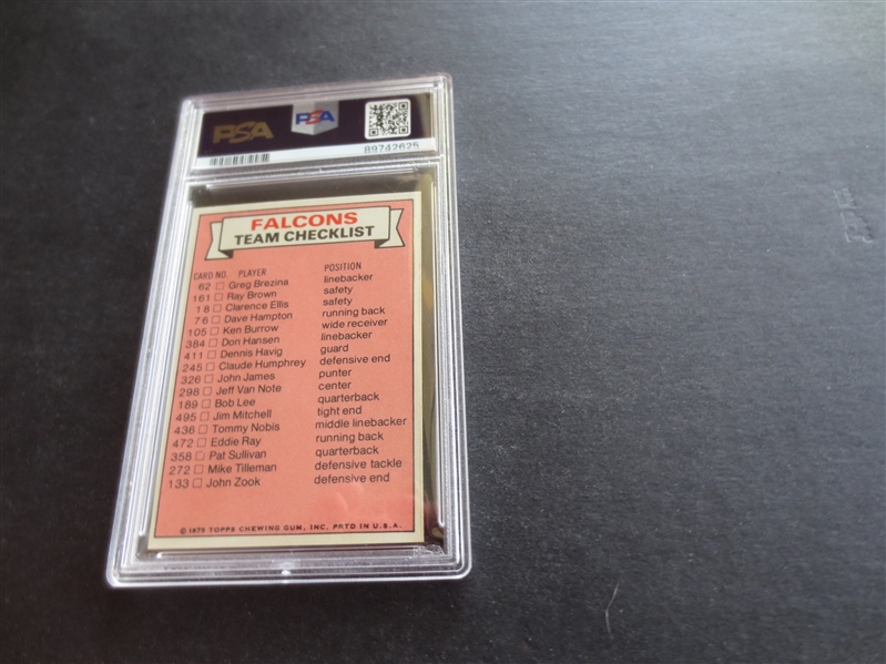 1975 Topps Atlanta Falcons Team Checklist Hand Cut PSA Authentic Football Card with Players listed on the back