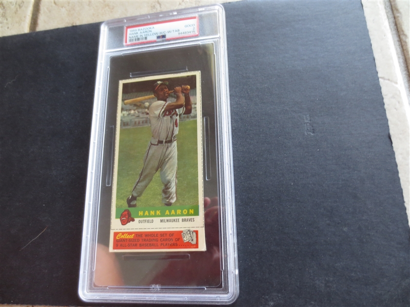 1959 Bazooka Hank Aaron Name in Yellow With Tab PSA 2 GOOD Baseball Card 1 OF 1  The ONLY ONE EVER GRADED WITH A TAB!