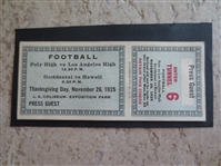 (2) different 1925 and 1926 College Football Tickets: USC, Whittier, Occidental, Hawaii