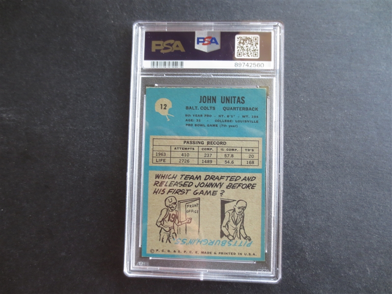 1964 Philadelphia John Unitas PSA 7 NMT Football Card #12