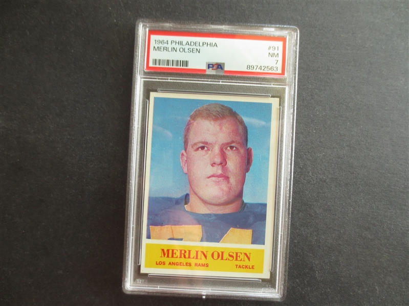 1964 Philadelphia Merlin Olsen Rookie PSA 7 NMT Football Card #91