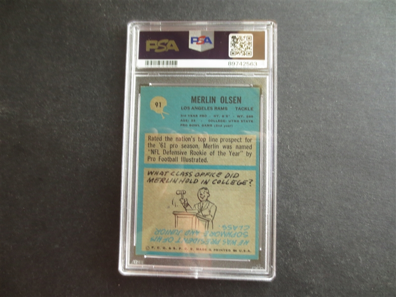 1964 Philadelphia Merlin Olsen Rookie PSA 7 NMT Football Card #91