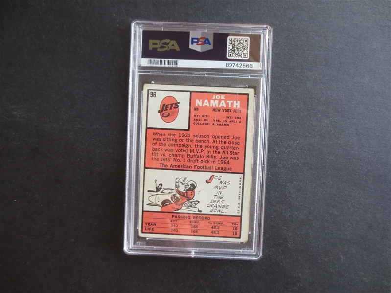 1966 Topps Joe Namath PSA 1 PR Football Card #95