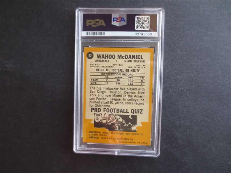 1967 Topps Wahoo McDaniel Rookie PSA 6 EX-MT Football Card #82