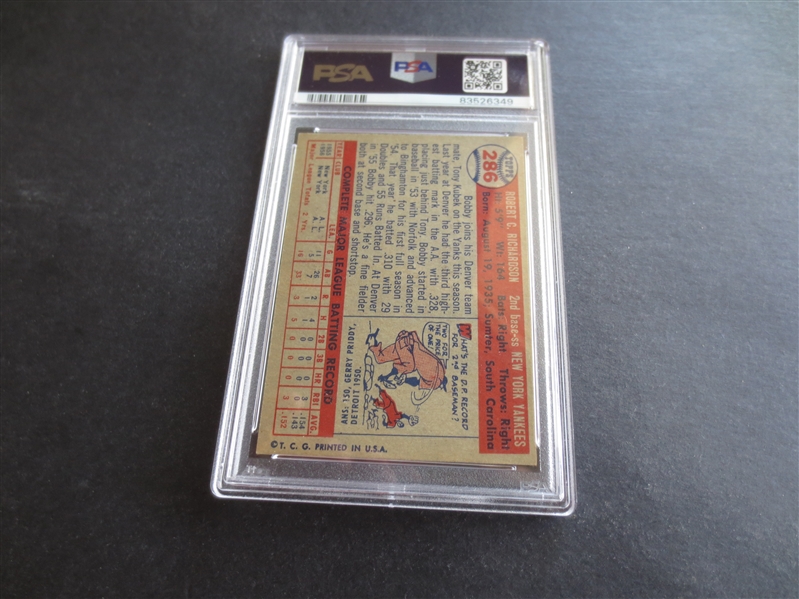 1957 Topps Bobby Richardson New York Yankees Rookie PSA 6 EX-MT Baseball Card #286