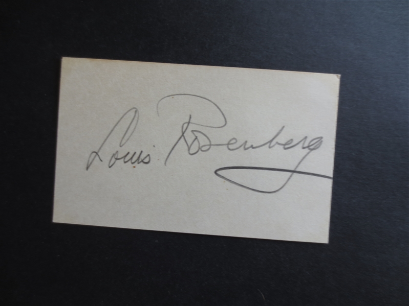 Autographed Louis Rosenberg 1923 Chicago White Sox Baseball 2nd Base 3 x 5 Card