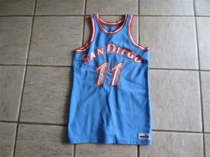 Late 1970's San Diego Clippers Barnett #11 Pre-Season Game Worn Basketball Jersey by Spanjian Size 40