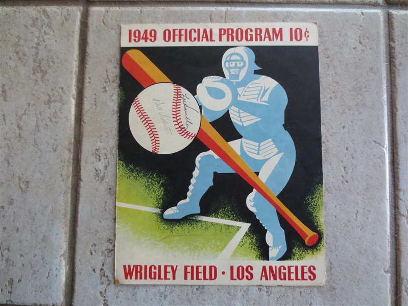 Autographed 1949 San Diego Padres at Los Angeles Angels PCL Baseball Scorecard Program with 4 signatures including Jimmie Reese and Max West