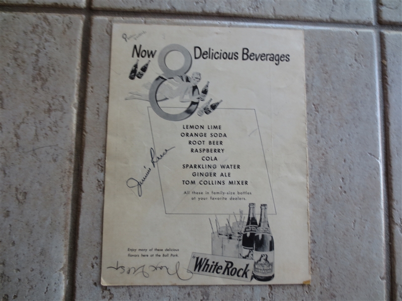 Autographed 1949 San Diego Padres at Los Angeles Angels PCL Baseball Scorecard Program with 4 signatures including Jimmie Reese and Max West
