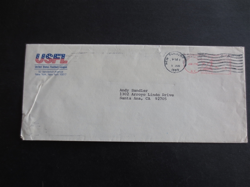 1983 USFL Football Envelope  Defunct League