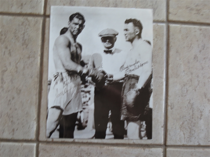 Restrike Boxing Photo of Jack Dempsey and Tom Gibbons laminated 14 x 11