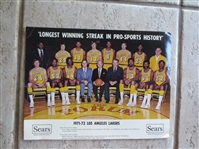 1971-72 Los Angeles Lakers Color Team Photo by Sears---Longest Winning Streak in Pro Sports History